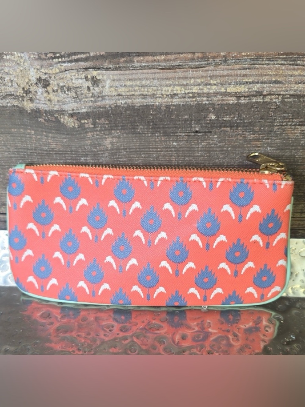 Anthropologie Pencil & Paper Coral Floral Zip Pencil Case